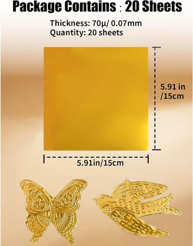 20PCs Gold Aluminum Foil Sheets for Crafts, 70 μm Embossing Metal Sheets in Saudi Arabia