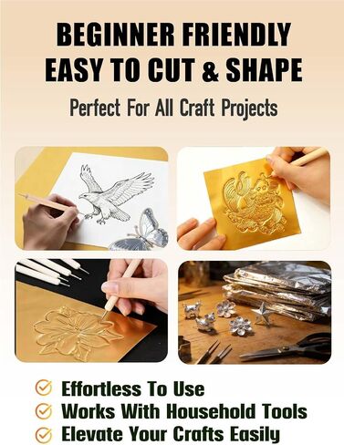 20PCs Gold Aluminum Foil Sheets for Crafts, 70 μm Embossing Metal Sheets in Saudi Arabia