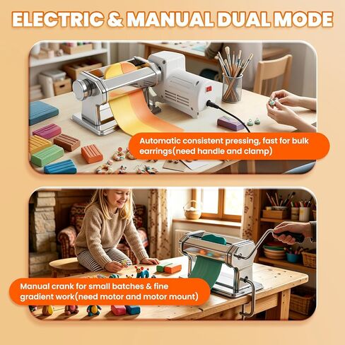 Electric Polymer Clay Press Machine Set Dual Mode Clay Roller Machine with 9 Thickness Settings 40PCS Round Clay Cutter for Making Clay Earrings in Kuwait