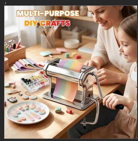 Electric Polymer Clay Press Machine Set Dual Mode Clay Roller Machine with 9 Thickness Settings 40PCS Round Clay Cutter for Making Clay Earrings in Kuwait
