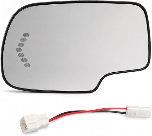 Driver Side Heated Mirror Glass Replacement for 2003-2007 Cadillac Escalade, Chevrolet Avalanche, Silverado, Suburban, Tahoe, GMC Sierra, Yukon - Exterior Side View Convex Mirror with Turn Signal in Kuwait