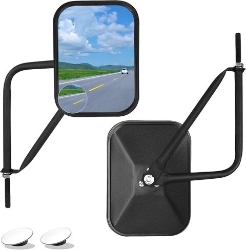 Doors Off Mirrors Compatible with Jeep Wrangler CJ TJ JK JL JT Rectangular Side Mirrors Off-road Mirror Quicker Install Door Hinge Mirror For ALL Jeep Wrangler, 2 PACK in Kuwait