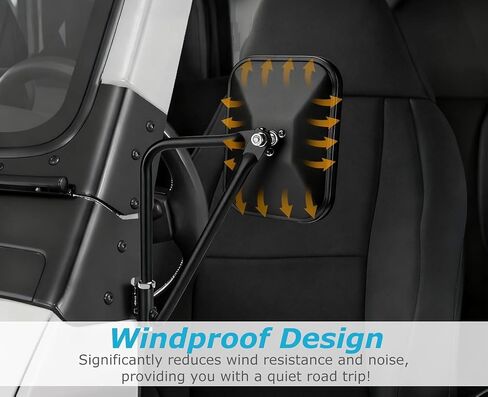 Doors Off Mirrors Compatible with Jeep Wrangler CJ TJ JK JL JT Rectangular Side Mirrors Off-road Mirror Quicker Install Door Hinge Mirror For ALL Jeep Wrangler, 2 PACK in Kuwait