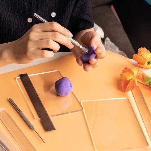 12 Pcs Polymer Clay Cutter Tools, Acrylic Roller for Polymer Clay, Acrylic Sheet Rectangle Shape, Clay Rolling Pin, Modeling Clay Carving Tools, Shaping Knife for Clay DIY, Earing Making, Jewelry in Saudi Arabia