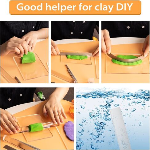12 Pcs Polymer Clay Cutter Tools, Acrylic Roller for Polymer Clay, Acrylic Sheet Rectangle Shape, Clay Rolling Pin, Modeling Clay Carving Tools, Shaping Knife for Clay DIY, Earing Making, Jewelry in Saudi Arabia
