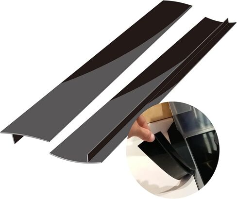 Silicone Stove Counter Gap Cover 21" by Kindga, Easy Clean Gap Filler Sealing Spills Between Kitchen Counter, Appliances,Stovetop, Oven, Washing Machine, Washer, Dryer Set of 2 (Black) in Kuwait