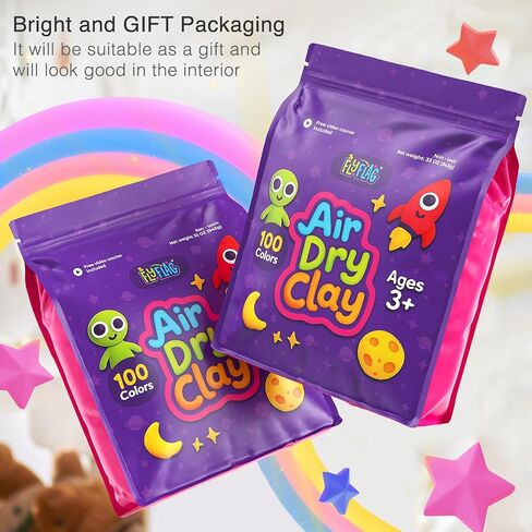 FlyFlag Air Dry Clay - 100 Colors, Ultra Light and Soft, Non-Toxic Modeling Clay for Kids with Tools and Tutorials, for Creative Play and Learning in Kuwait