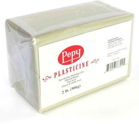 Pepy Reusable and Non-Drying Oil-Based Plasticine Modeling Clay, Cream, 2 Pounds, Sulfur-Free & Non-Toxic, Great for Kids, Beginners, and Artists, Perfect for Arts and Crafts Projects in Kuwait