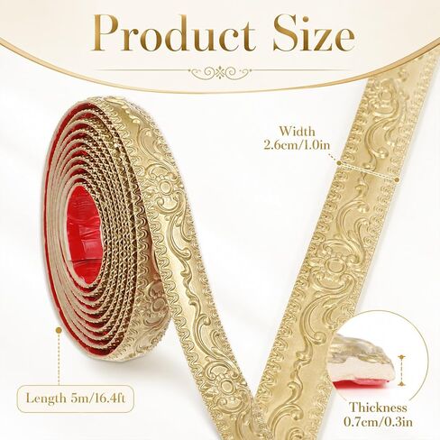 Peel and Stick Crown Molding, 16.4FT x 1.4Inch Champagne Gold Mirror Trim in Kuwait
