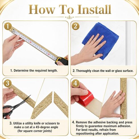 Peel and Stick Crown Molding, 16.4FT x 1.4Inch Champagne Gold Mirror Trim in Kuwait