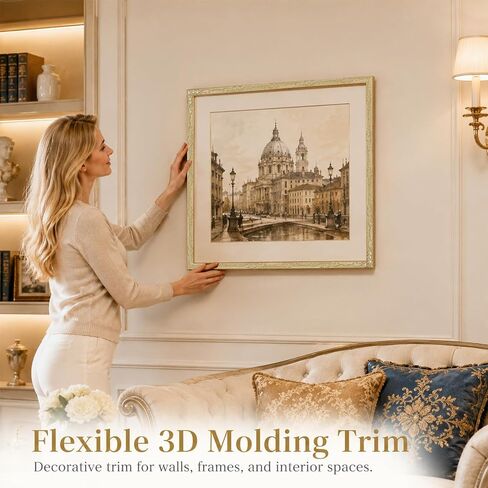 Peel and Stick Crown Molding, 16.4FT x 1.4Inch Champagne Gold Mirror Trim in Kuwait