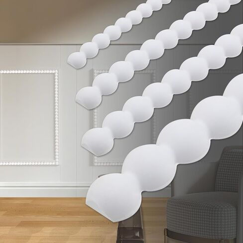 QDYMXUN 197"L x 0.7"W Flexible Mirror Frame Bead Molding Trim, Paintable DIY Moulding Strip for Picture Border, Wall, Door, Cabinet (Unfinished White PVC) in Kuwait