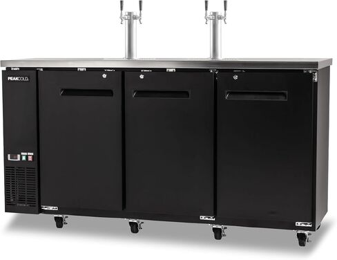 PEAKCOLD 3 Door, 4 Tap Commercial Beer Dispenser - Double Tower Keg Cooler - Kegerator; 72" W in Kuwait