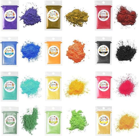 12 Colors Mica Powder Pigments Soap Dye for Soap Coloring - Soap Making Colorants Set - 0.18oz 12 Bags - Skin Safe for DIY Soaps, Bath Bombs, Candle Making, Nail Polishes, Resin Makeup Dye. in Kuwait