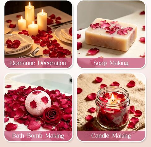 Dried Red Rose Petals 1.75oz, Real Natural Flower Petals for Bath, Soap Making, Candle Making, Wedding Confetti, DIY Crafts, Romantic Decoration in Saudi Arabia