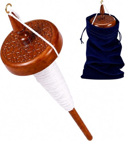 ElaraBerry Wooden Hardwood Top Whorl Drop Spindle 11.4 Inch Shaft 3.35 Inch Whorl Diameter Hand Spindle Yarn Spinner for Beginner & Advanced Spinning, Spin Roving into Yarn for Sewing Knitting Crafts in Kuwait