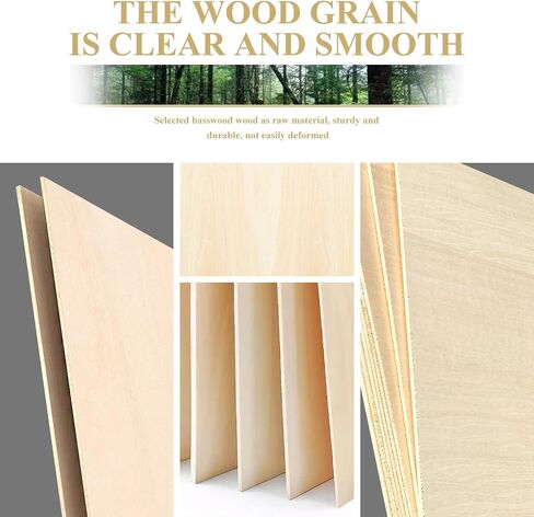 36 Pack Basswood Sheets,12"x12"x1/8" 3mm Basswood Plywood,Craft Wood,Unfinished Wood,for DIY Ornaments and Model Engraving, Wood Burning, Architectural Models, Drawing、Wood for Laser Cutting in Kuwait