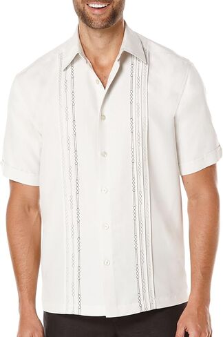 Cubavera Men's Short Sleeve Cuban Camp Shirt with Contrast Insert Panels in Kuwait