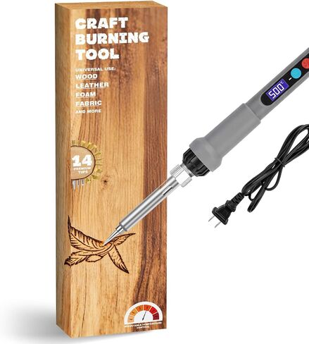 K KERNOWO Wood Burning Tool Kit for Adults & Teens | 17-Piece, Adjustable Temperature Pyrography Pen Set, 14 Premium Tips, Insulated Rubber Grip, for DIY Crafts Gift in Saudi Arabia