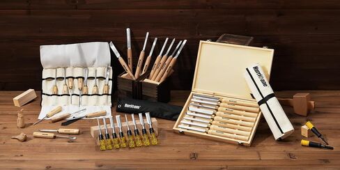 HURRICANE 12-Piece Starter Wood Carving Tools Set, Professional Wood Carving Kit with Razor Sharp 60CRV Steel Blades, Ash Wood Handles & Canvas Case for Beginners Professionals Specialties in Saudi Arabia
