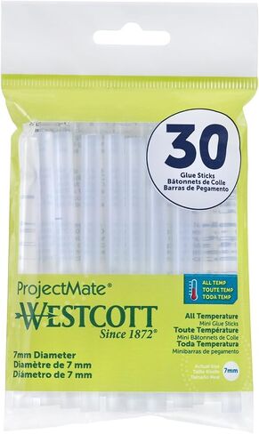 Westcott 16837 أعواد غراء صغيرة ممتازة لجميع درجات الحرارة لمسدس الغراء الساخن، 30 عبوة in Kuwait