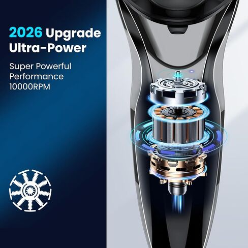 Phisco Electric Shaver Razor for Men with Floating Rotary Razor Ipx7 Led Display Rechargeable Dry/Wet Men's, Electric Shavers for Men Face with Pop-Up Beard Trimmer for Father Day Gifts in Kuwait