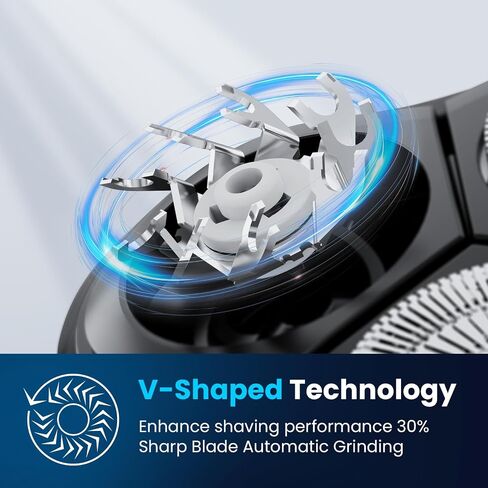 Phisco Electric Shaver Razor for Men with Floating Rotary Razor Ipx7 Led Display Rechargeable Dry/Wet Men's, Electric Shavers for Men Face with Pop-Up Beard Trimmer for Father Day Gifts in Kuwait