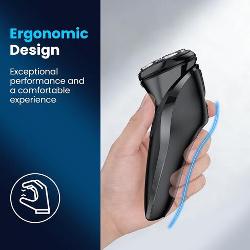 Phisco Electric Shaver Razor for Men with Floating Rotary Razor Ipx7 Led Display Rechargeable Dry/Wet Men's, Electric Shavers for Men Face with Pop-Up Beard Trimmer for Father Day Gifts in Kuwait