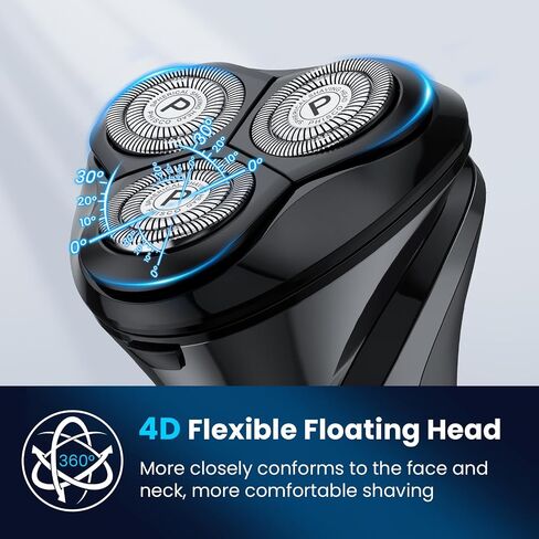 Phisco Electric Shaver Razor for Men with Floating Rotary Razor Ipx7 Led Display Rechargeable Dry/Wet Men's, Electric Shavers for Men Face with Pop-Up Beard Trimmer for Father Day Gifts in Kuwait