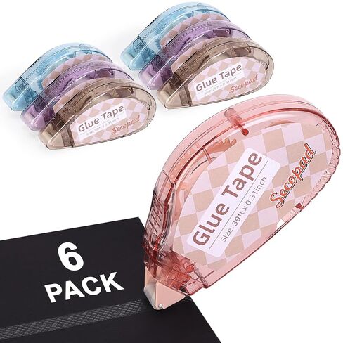 Secopad 0.3IN X 39FT Scrapbook Tape, 4 Pack Glue Tape, Light-Color Shell in Kuwait
