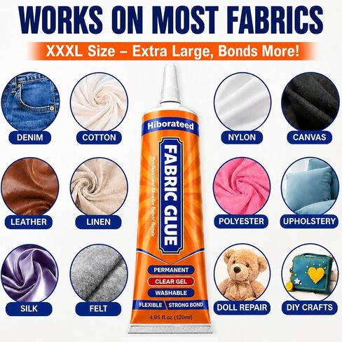 120 ML Fabric Glue Permanent for Clothing Repair, Washable, Dry Clear in Kuwait