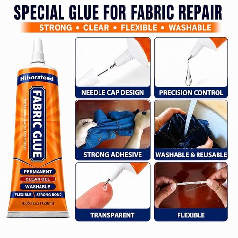 120 ML Fabric Glue Permanent for Clothing Repair, Washable, Dry Clear in Kuwait