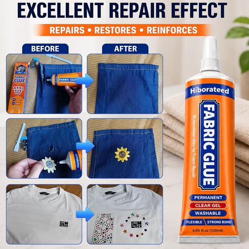 120 ML Fabric Glue Permanent for Clothing Repair, Washable, Dry Clear in Kuwait