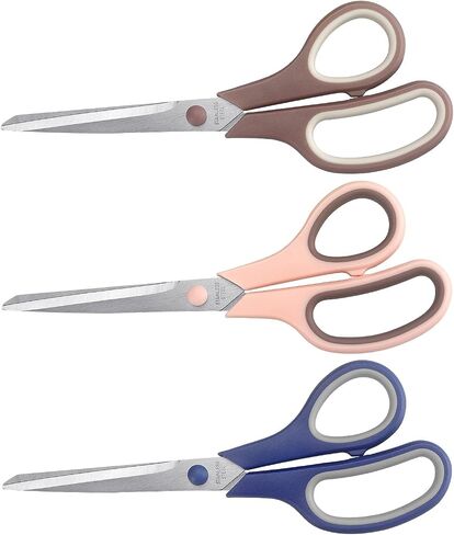 LONGKEY 8.5" Pastel Scissors 3-Pack, Ultra Sharp Stainless Steel in Kuwait