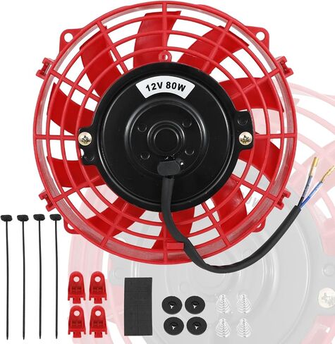 7" inch Universal Slim Fan Push Pull Electric Radiator Cooling 12V Mount Kit Black in Kuwait