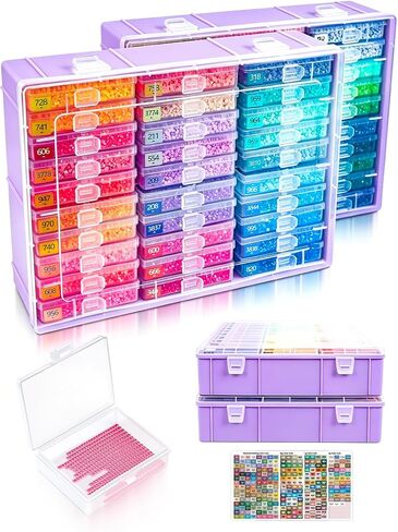 Diamond Art Trays with Lids, 60PCS Diamond Painting Storage, White in Saudi Arabia