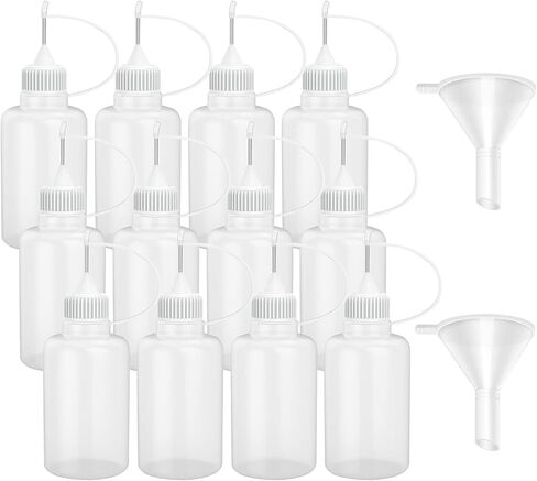 Hulless 12 Pcs 1 Ounce Needle Bottle Plastic Dropper Bottles White Lid in Saudi Arabia