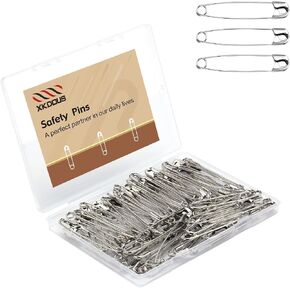 XKDOUS 150 Pack Safety Pins for Clothes 3 Universal Assorted Sizes, Silver in Saudi Arabia