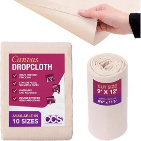 CCS Canvas Drop Cloth for Painting – All Purpose Cotton Duck Cloth Tarp for Curtains, Tablecloths, Backdrops – Washable & Reusable Floor Cover & Dust Sheet for Furniture (4x12 Ft) in Saudi Arabia