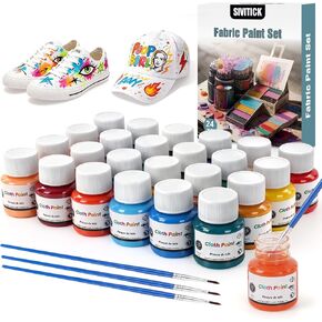 Permanent Fabric Paint for Clothes, 24 Colors-Waterproof,Non-Toxic in Kuwait