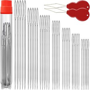 Premium Large Eye, Large Gauge Needles for Hand Sewing - Assorted Sizes, Including Embroidery - 35 PCS with 2 Threaders in Saudi Arabia