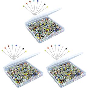 500PCS Sewing Pins for Fabric, Straight Pins with Colored Ball Glass Heads Long 1.5inch, Quilting Pins for Dressmaker, Jewelry DIY Decoration, Craft and Sewing Project by Sunenlyst in Kuwait