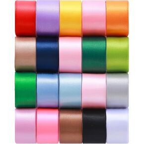 KEOSREE 1-1/2 inch 20 Colors Satin Ribbon Set, 1.5" X2Yd x 20Rolls in Kuwait