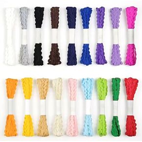 18 Colors Rick Rack Trim for Sewing, 98 Yards RIC Rac Ribbon (5m Per Color), Wavy Fabric Trim Zigzag Decorative Ribbon for Crafts, DIY Projects, Quilting, Holiday Embellishments in Kuwait