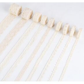 ilauke 46 Yards White Lace Ribbon 14 Rolls Vintage Lace Trims 0.6 to 2.1 inch Ribbon Laces with Assorted Pattern for Sewing, Crafts, Wedding Decor, Flower Ribbons, 3.28 Yards Each in Kuwait