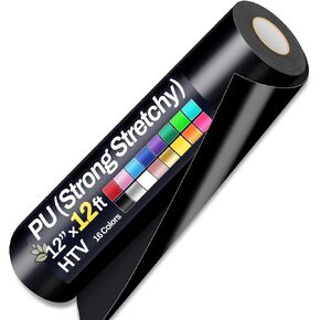 Sooez 12" x 12ft Heat Transfer Vinyl Rolls, PU (Strong Stretchy) HTV Vinyl in Kuwait