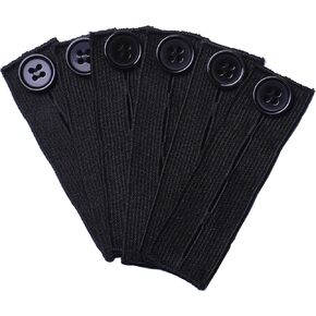 Elastic Button Extenders for Men and Women, Waist Extenders Adjustable for Pants, Trousers, Dress and Jeans, 6-Pack (Black) in Kuwait
