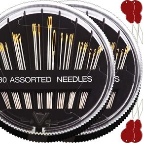 Premium 30/60 Pack Sewing Needles for Hand Sewing Repair with 2 Threaders, 6 Sizes Assorted Large Eye Stitching Needles for Embroidery and Handsewing in Saudi Arabia