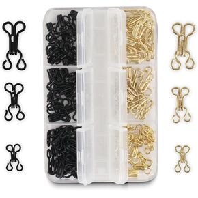 Ahviesli 72 Pairs Hook and Eye Sewing Kit – Black and Silver Bra Hooks Replacement in Multiple Sizes, Ideal for DIY Clothing Repairs, Underwear Alteration, and Home Sewing, with Storage Box in Kuwait