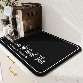 Coffee Bar Mat Accessories for Countertop Super Absorbent Anti-Slip Silicone Dish Drying Mats for Kitchen Counter Draining Pad Decor Gift Fit Coffee Maker Coffee Pot Espresso Machine 19inx12in in Saudi Arabia